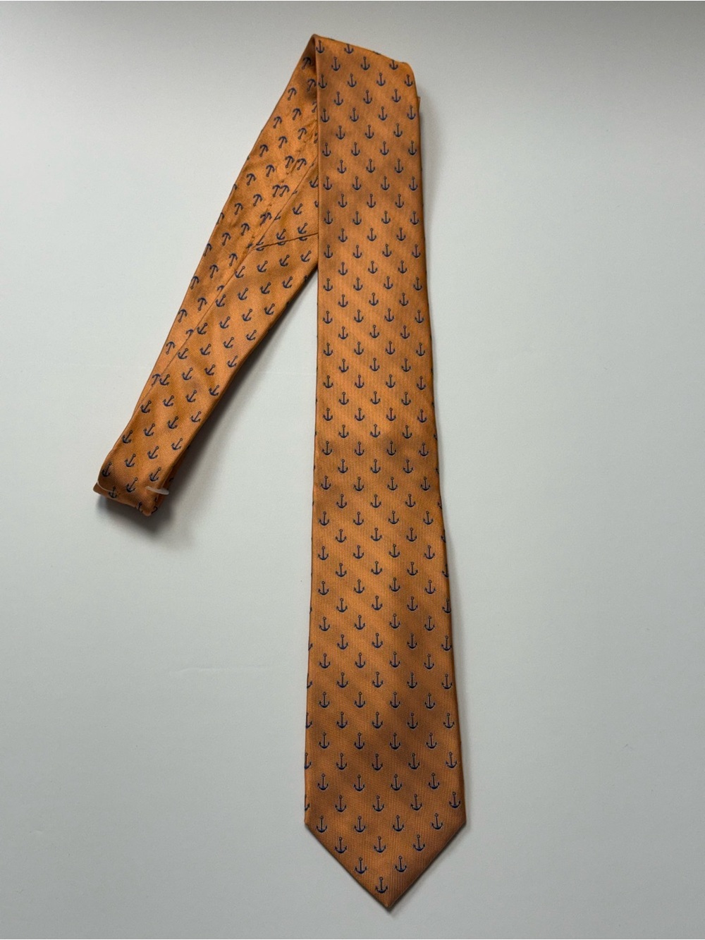 CHAPS Silk Orange with Blue Anchors Necktie